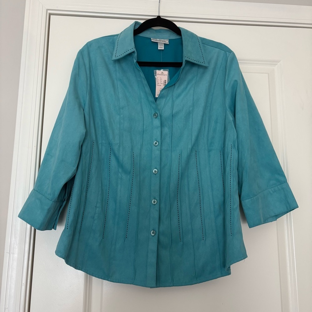 NWT Dressbarn Women’s Turquoise Button-Down Long Sleeve Shirt